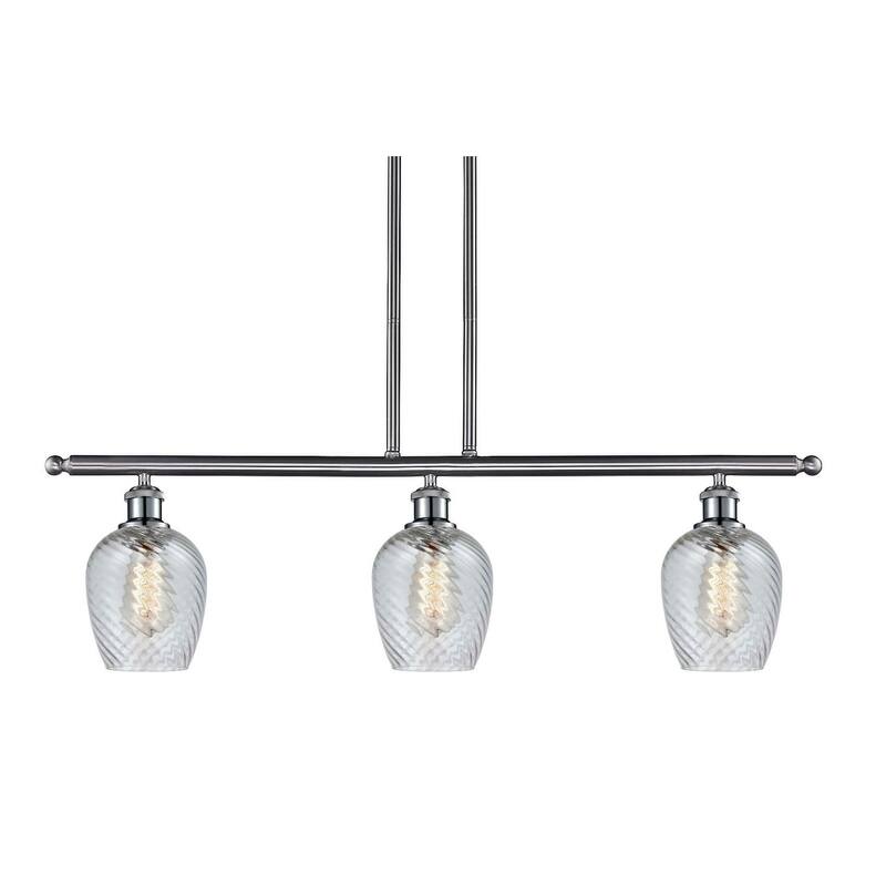 Innovations Lighting Salina 3 Light 36" Wide Linear Chandelier - Brushed Satin Nickel / Clear Spiral Fluted