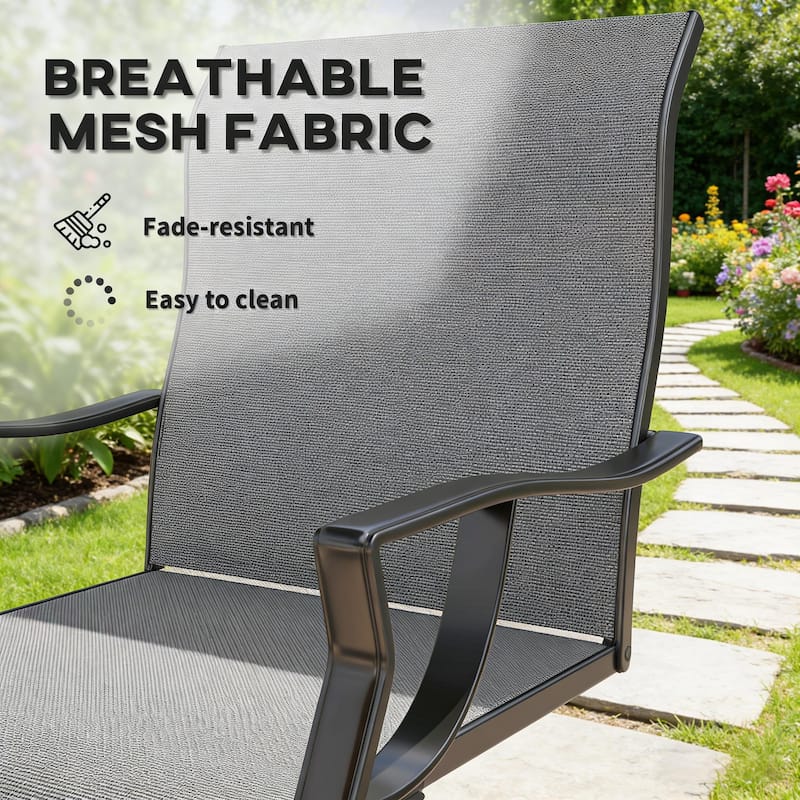 GDFStudio - Nielsen Outdoor Patio Dining Chairs with Supportive Micro-Swing Comfort Set