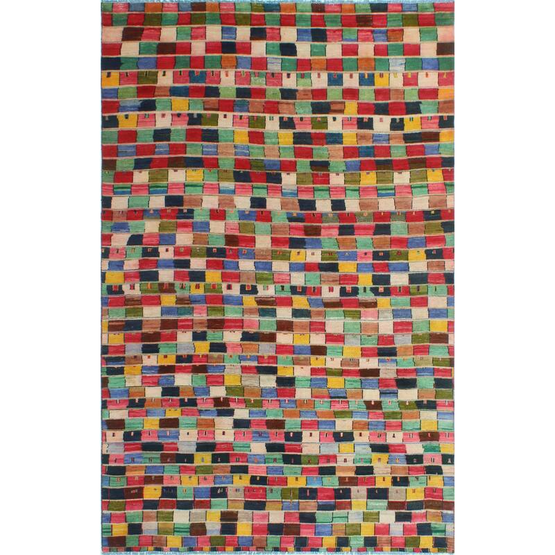 Vintage Distressed Lima Red/Beige Rug - 5'8" x 9'4"