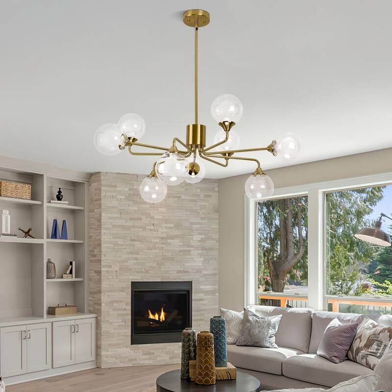 9-Light Sputnik Chandelier - Brass