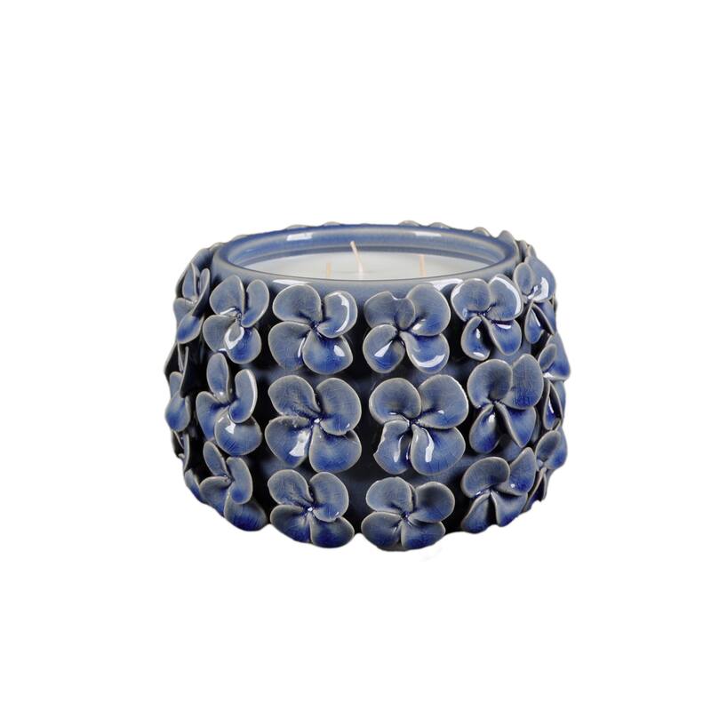 6.88in 3D Ceramic Floral Candle - Ocean Air 27 oz