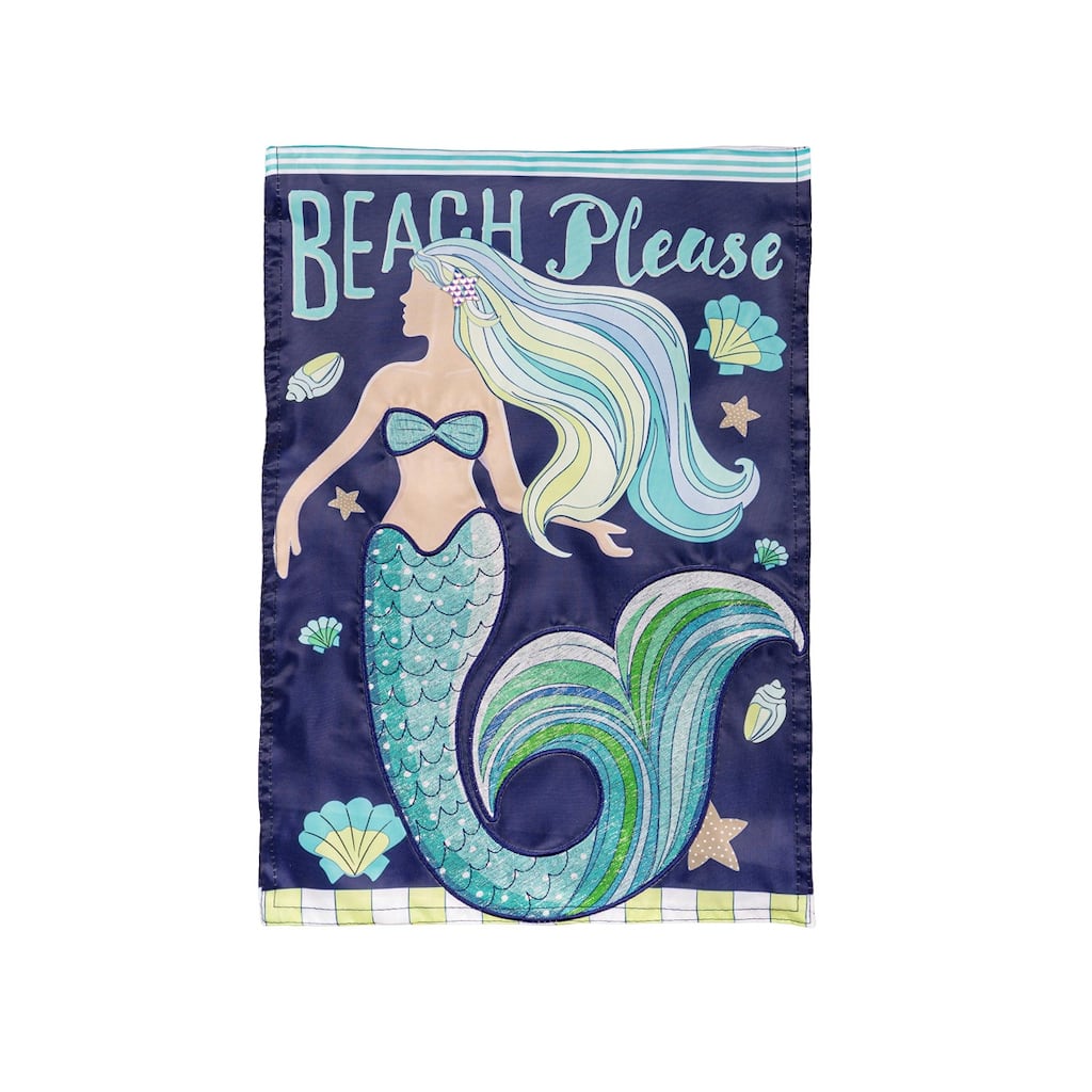 Mermaid Beach Applique Garden Flag