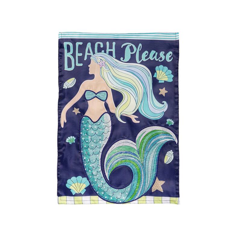 Mermaid Beach Applique Garden Flag