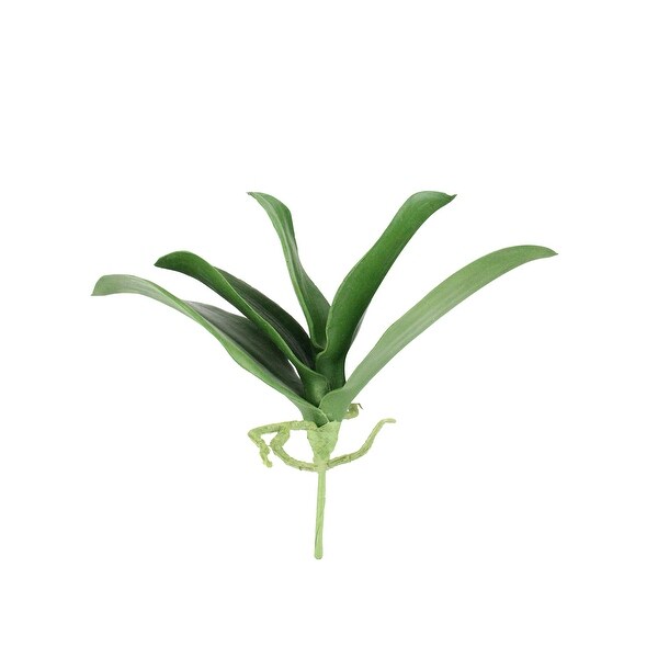 9.5" Moss and Olive Green Small Orchid Artificial Five Leaf Plant - N/A