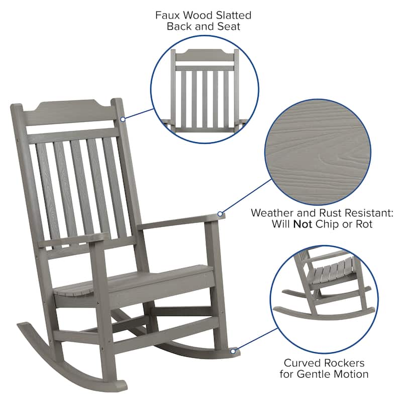 All-Weather Rocking Chair in Faux Wood - Patio and Backyard Furniture