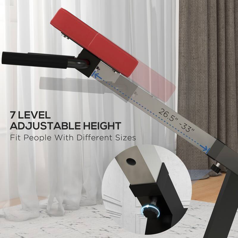 Soozier Hyperextension Bench, Height Adjustable Roman Chair with Dip Bars, Multi-Functional for Back, Core