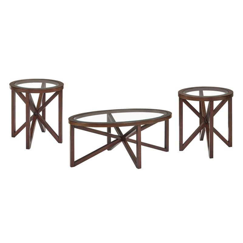 Modern Round Glass Coffee Table with Solid Wood Base - Tempered Glass Top for Living Room, Terrace, Study
