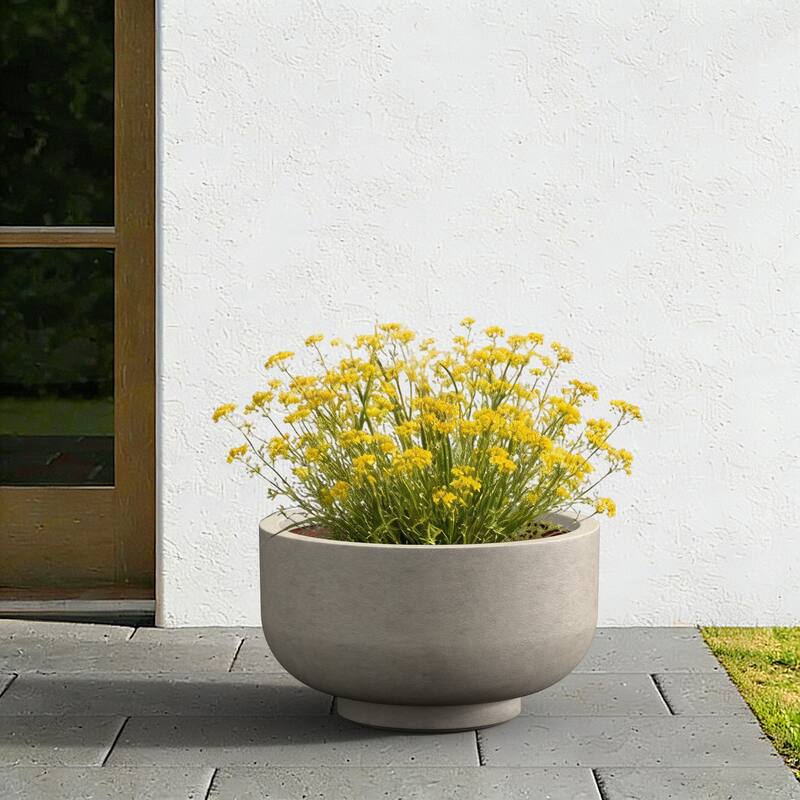 Concrete Planter / Pot Lightweight Planter Bowl with Drainage Holes