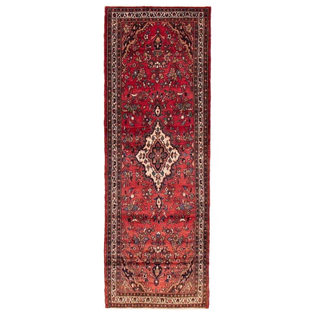 ECARPETGALLERY Hand-knotted Andelz Red Wool Rug - 3' 7" x 10' 11"