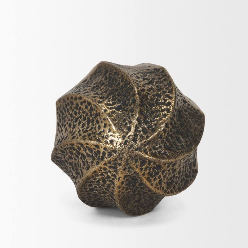 Imani Large / Small Sculptural Textured Antiqued Gold Metal Decorative Orb Object