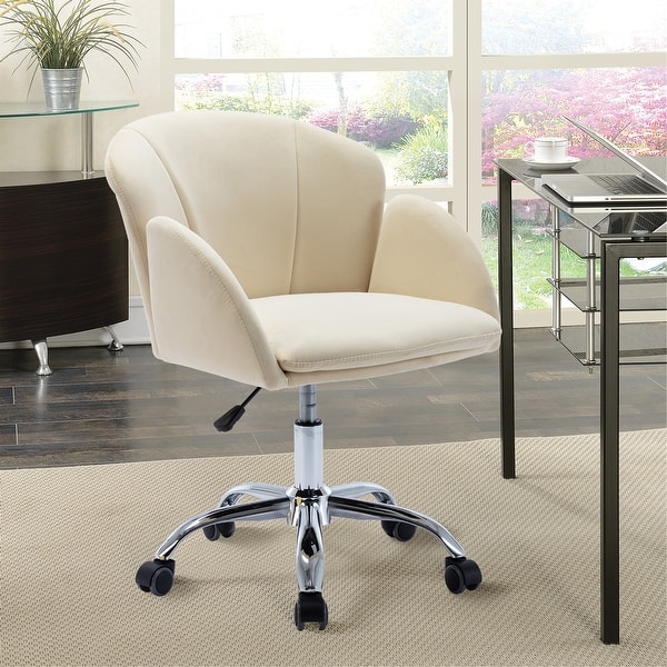 slide 2 of 10, Modern Swivel Office Chair with Casters, Adjustable Lift Height, Ivory Ivory