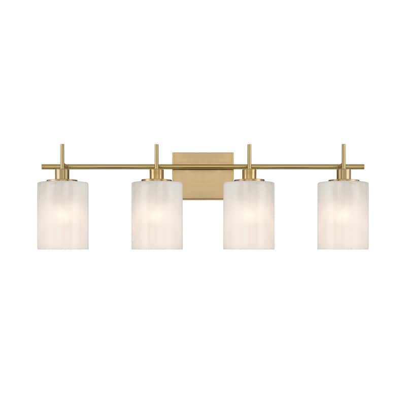 Bellevue SHBF80973 4 Light 31" Wide Vanity Light with Strié Glass - Natural Brass