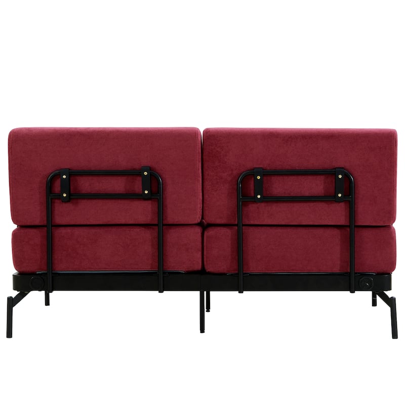Anmytek Modern 59 Inch Loveseat Sofa with USB Ports and Unique Cylindrical Armrests Red