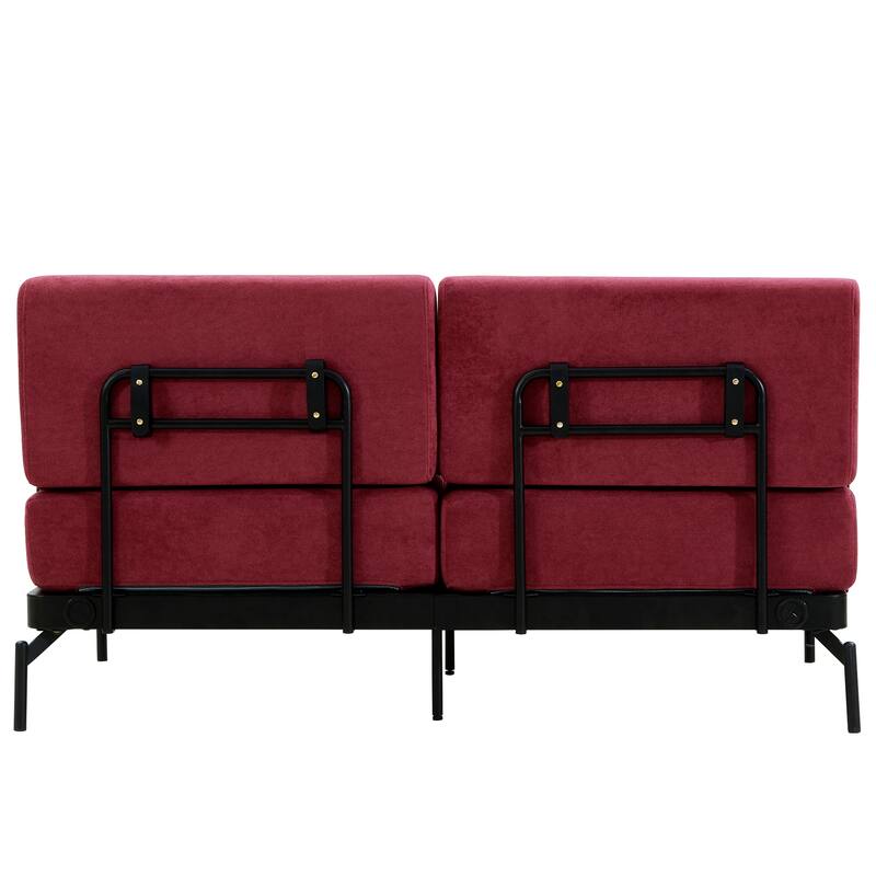 Modern Loveseat Sofa 59" Sofa Couch 2-Seater Sofa With Flexible Usb Ports , Unique Cylindrical Armrests