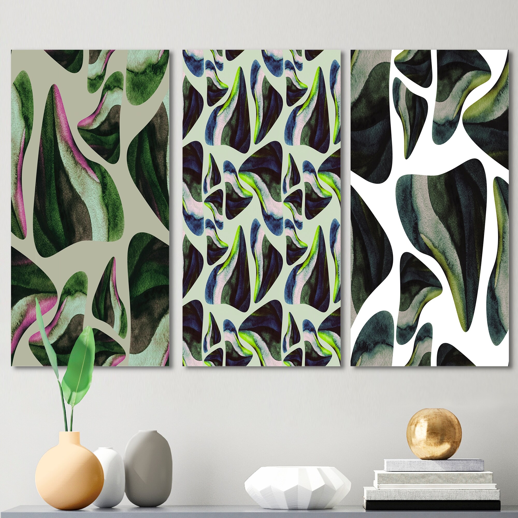 Designart Abstract Dark Green Organic Modern Artwork for Contemporary Spaces-image