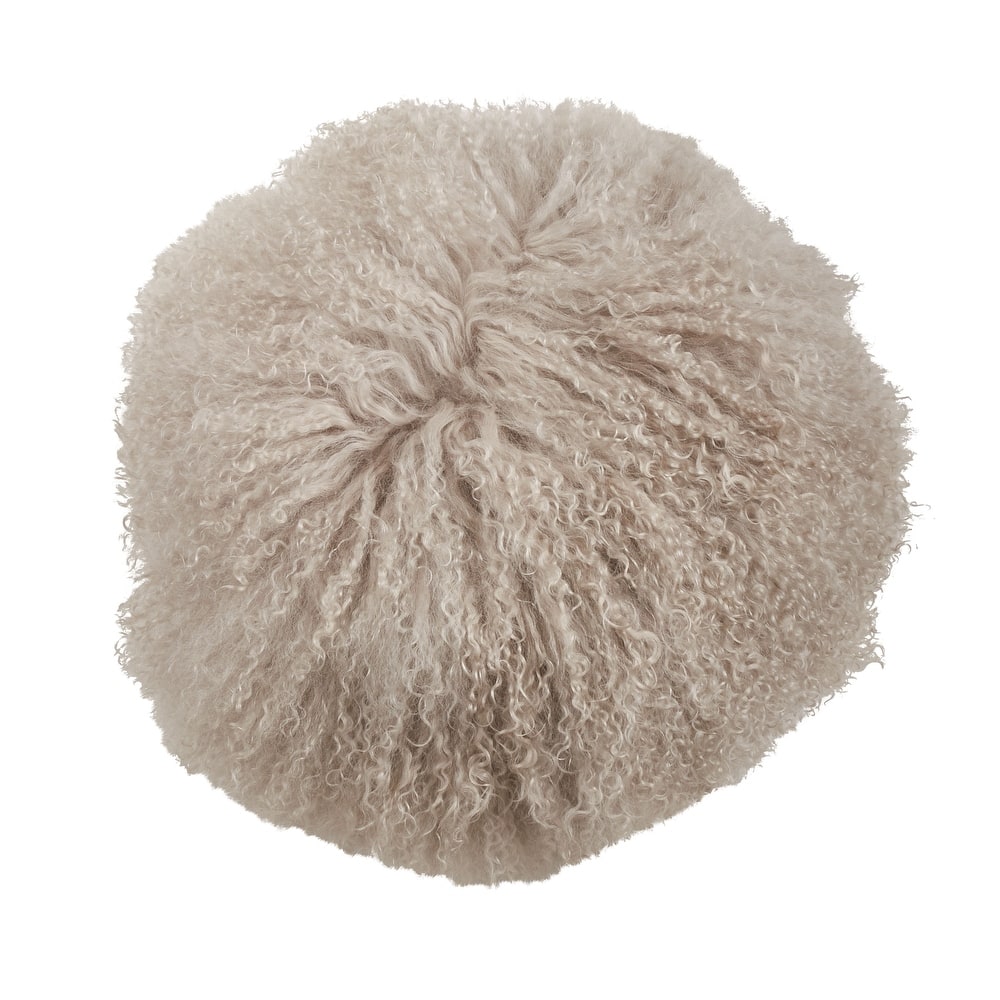 Poly-filled Mongolian Lamb Throw Pillow