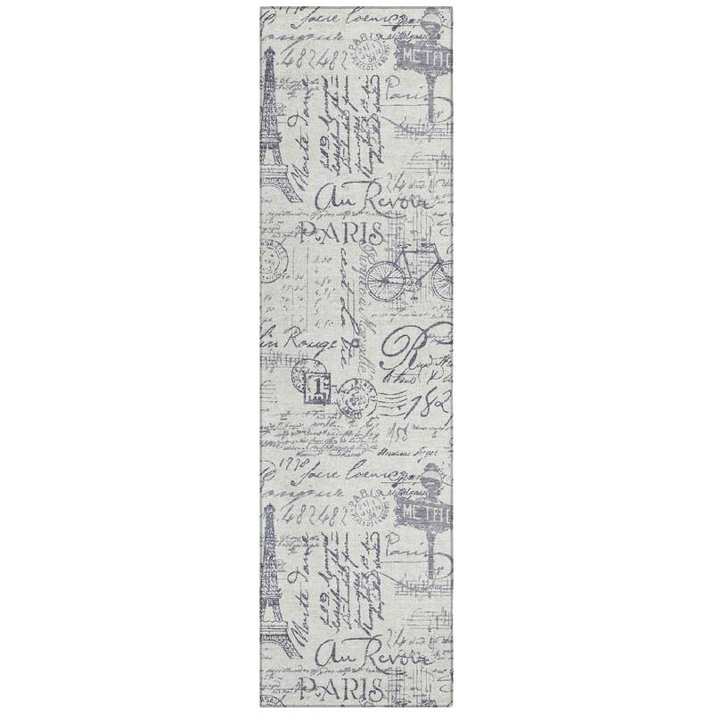 Machine Washable Indoor/Outdoor Modern Paris Chantille Rug