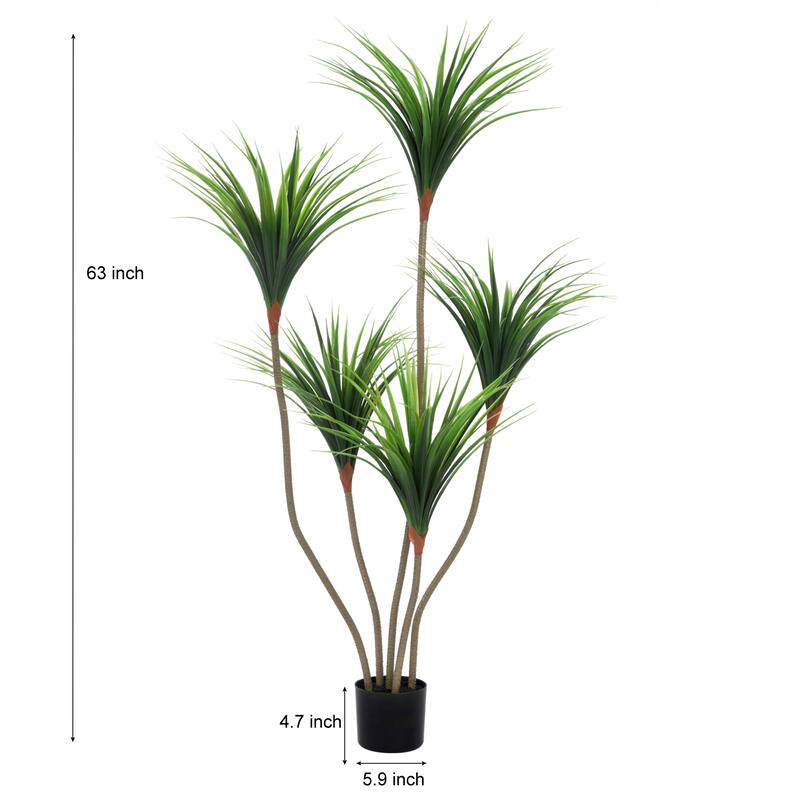 5FT Artificial Dracaena Plant, Tall Faux Floor Tree for Indoor Decor