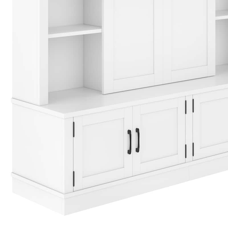 Entryway Cabinet with Sliding Doors, Shoe Storage, Bench and Tree-Shaped Coat Rack, Multi-Functional Hallway Organizer