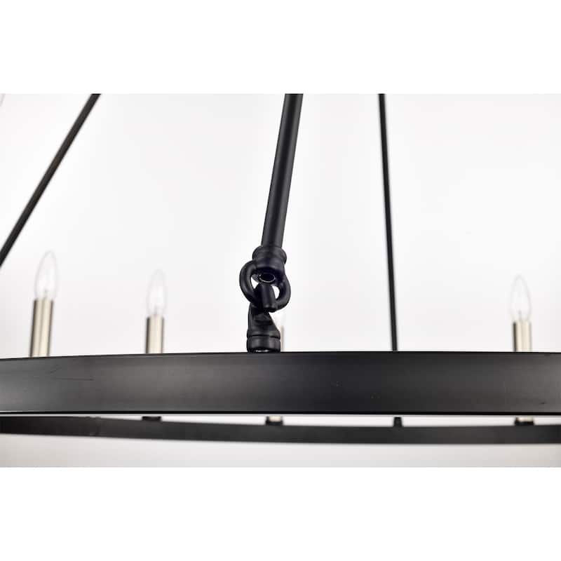 Grania 40 Inch Brass Detail Wagon Wheel Chandelier with 12 Light - N/A