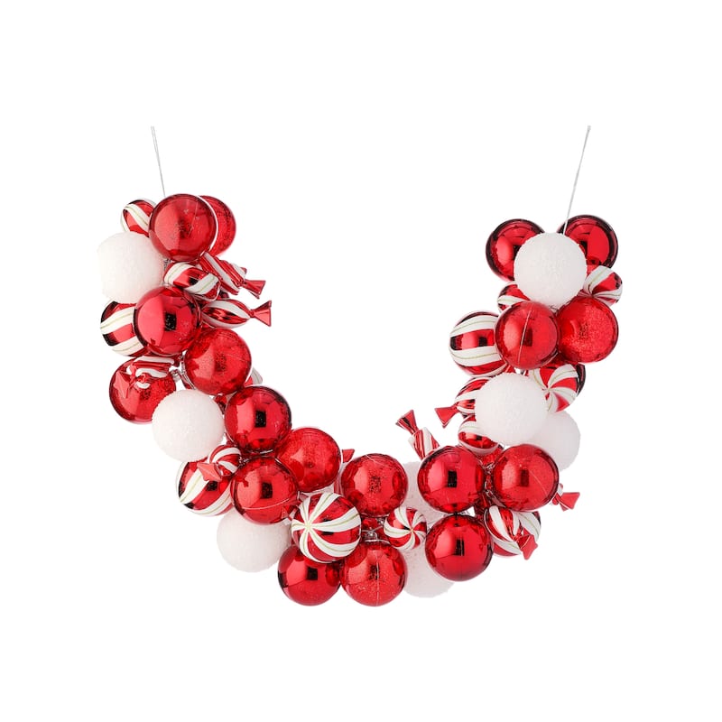 36" Mixed Peppermint Candy Shatterproof Ball Garland - Red White
