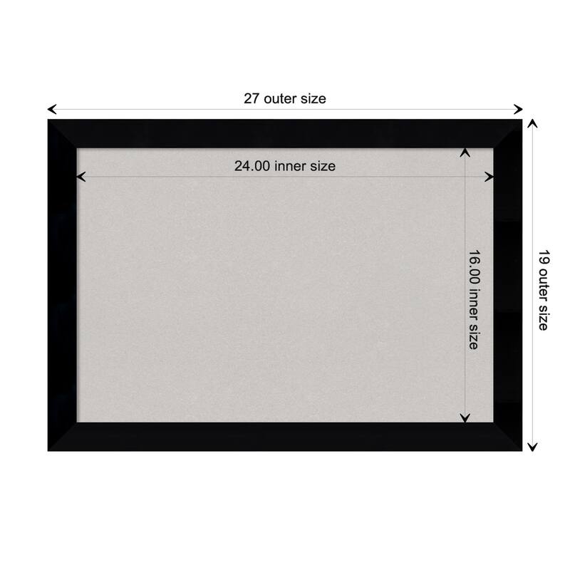 Black Museum Wood Framed Grey Corkboard Bulletin Board - Board Size 24x16