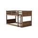 preview thumbnail 9 of 21, Low Twin Over Twin Size Bed Floor Bunk Bed with Panelled Headboard Footboard, Ladder and Guardrails, Solid Rubber Wood Frame