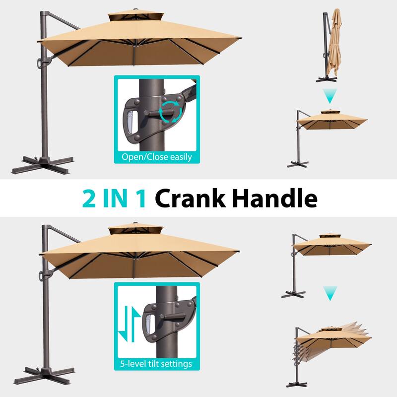 Pellebant 10 X 13 Ft Outdoor Patio Cantilever Umbrella with Base