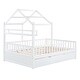 preview thumbnail 8 of 22, Pine Wood House-Shaped Bed with Twin Size Retractable Trundle, Kids Toddler Platform Bed with Apex Roof & Shelf, Full Size