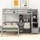 preview thumbnail 1 of 15, Practical Twin Size Loft Bed with a Stand-alone Bed,Storage Staircase,Desk with Shelves Gray