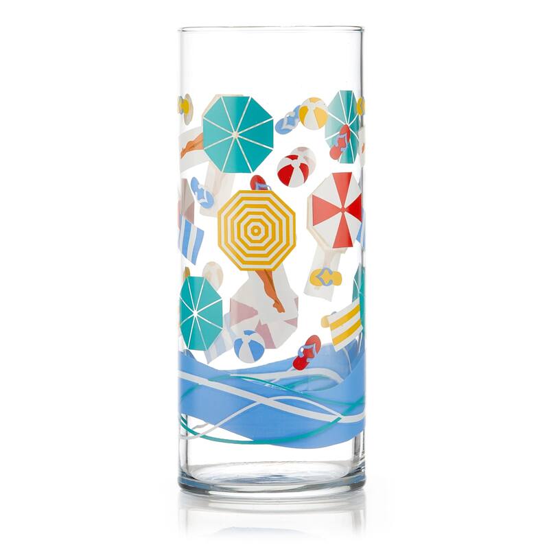 Libbey Vintage Beach Scene Cooler Glasses, 16-ounce, Set of 4 - Set of 4