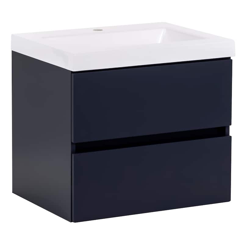 Spring Mill Cabinets Innes 24.5" 2-Drawer Floating Bathroom Vanity With White Sink Top