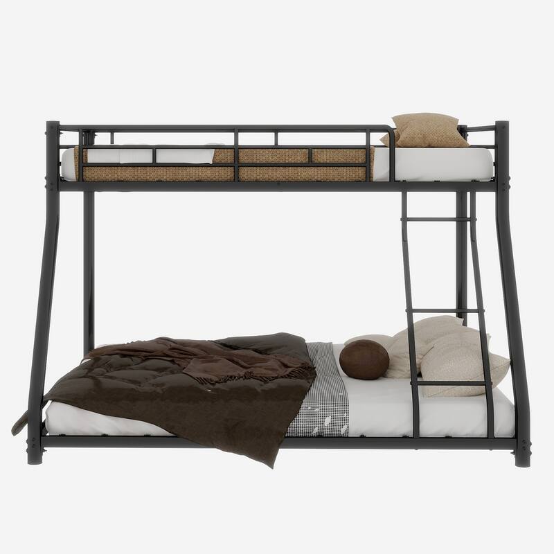 GDFStudio - Heavy-Duty Metal Twin Over Full Bunk Bed with Storage