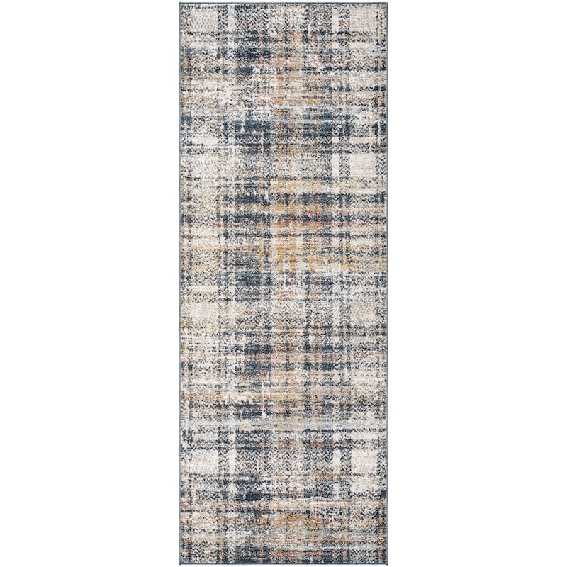 Livabliss Modern & Contemporary Beckham Checkered Area Rug - 2'7" x 7'3" - Taupe