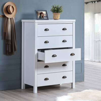 5 Drawer Chest with Interlock Drawer Feature,Drawer Chest for Closet Tall Dressers for Bedroom Clothes Organizer Tool
