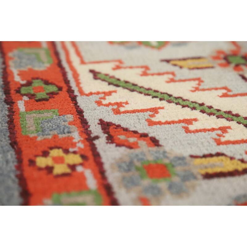 Hand Knotted Oriental 100% Wool Carpet Traditional Geometric Navy Blue & Blues Heriz (serapi) Area Rug - 10' 0'' X 7' 10''