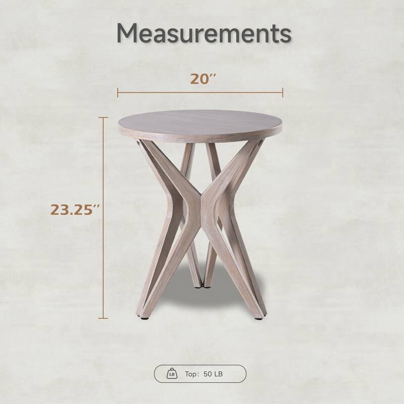 COZAYH Pedestal Farmhouse End Table, Distressed Top with Base for Modern Farmhouse, Boho Decor, Round