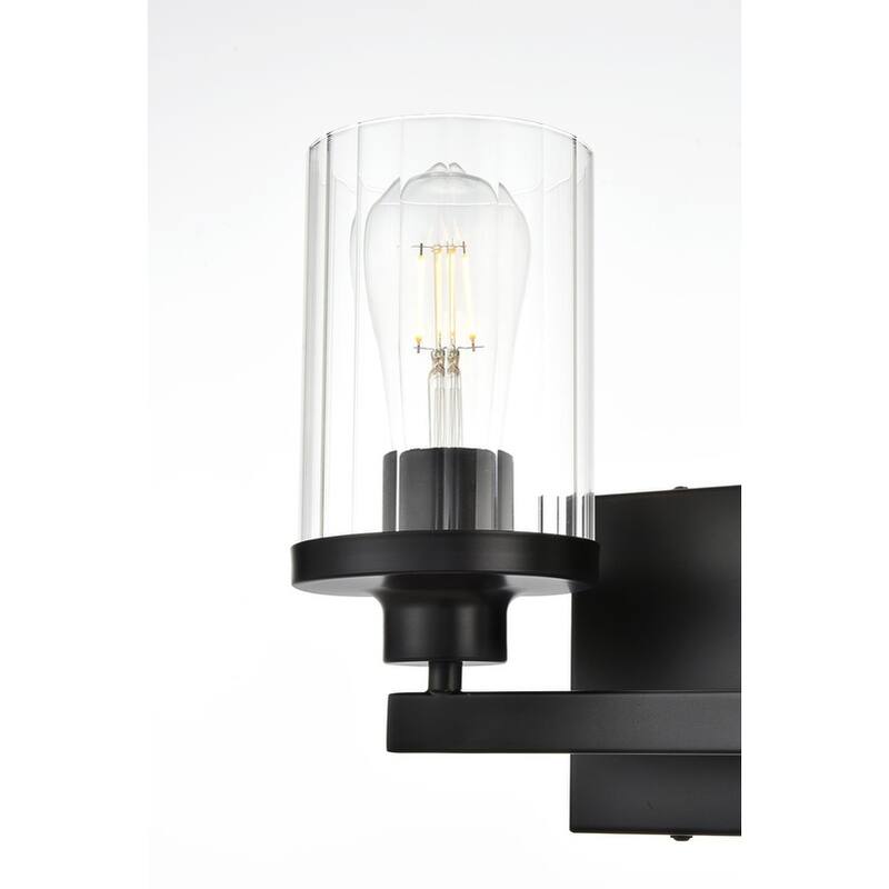 Silvia 1 Light Black and Clear Bath Sconce