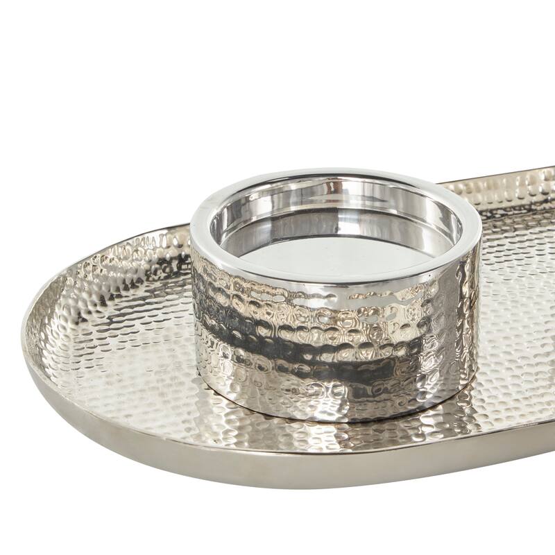 Gold or Silver Stainless Steel Metal 4 Candle Candelabra with Attached Tray