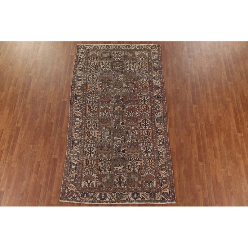 Garden Design Bakhtiari Persian Vintage Rug Hand-knotted Wool Carpet - 5'4" x 9'6"