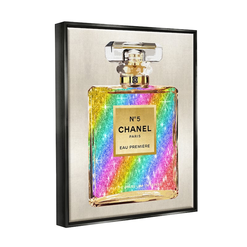 Stupell Glam Rainbow Perfume Framed Floater Canvas Wall Art Design by Madeline Blake