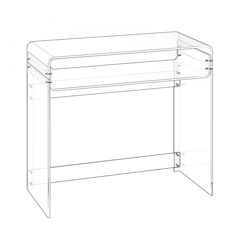 Modern Clear Acrylic Desk with Two Levels Stable and Spacious Workspace for Home Office