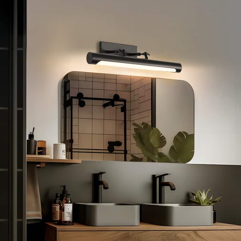 23.6" 1-Light Modern Gold/Black Adjustable Cylinder Wall Mounted LED Picture Light/Vanity Light for Bathroom, Bedroom