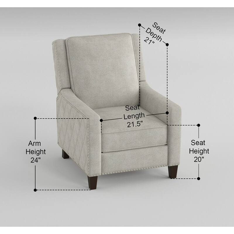 Textured Fabric Upholstered Reclining Chair with Nailhead Trim