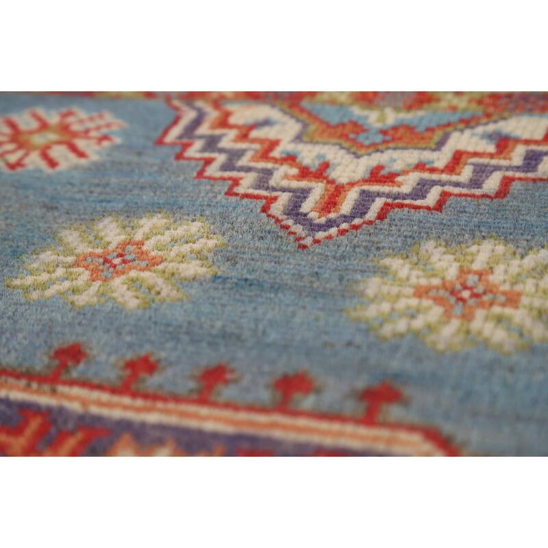 Light Blue Kazak Foyer Rug Hand-Knotted Wool Carpet - 2'0" x 3'0"