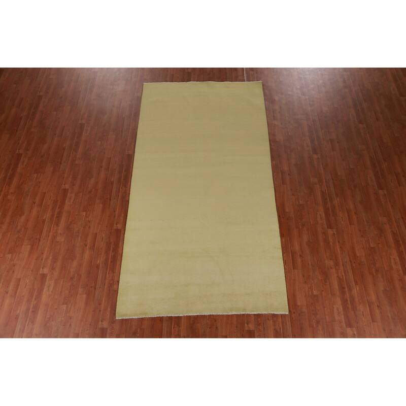 Hand Knotted Oriental 100% Wool Carpet Modern Solid Green Gabbeh Area Rug - 10' 4'' X 5' 4''