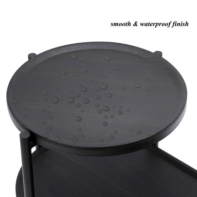 2 Tier Oval End Table Sofa Side Table Modern Home Storage Stand Wood Side Cabinet Narrow Side Coffee Table with Storage Tray