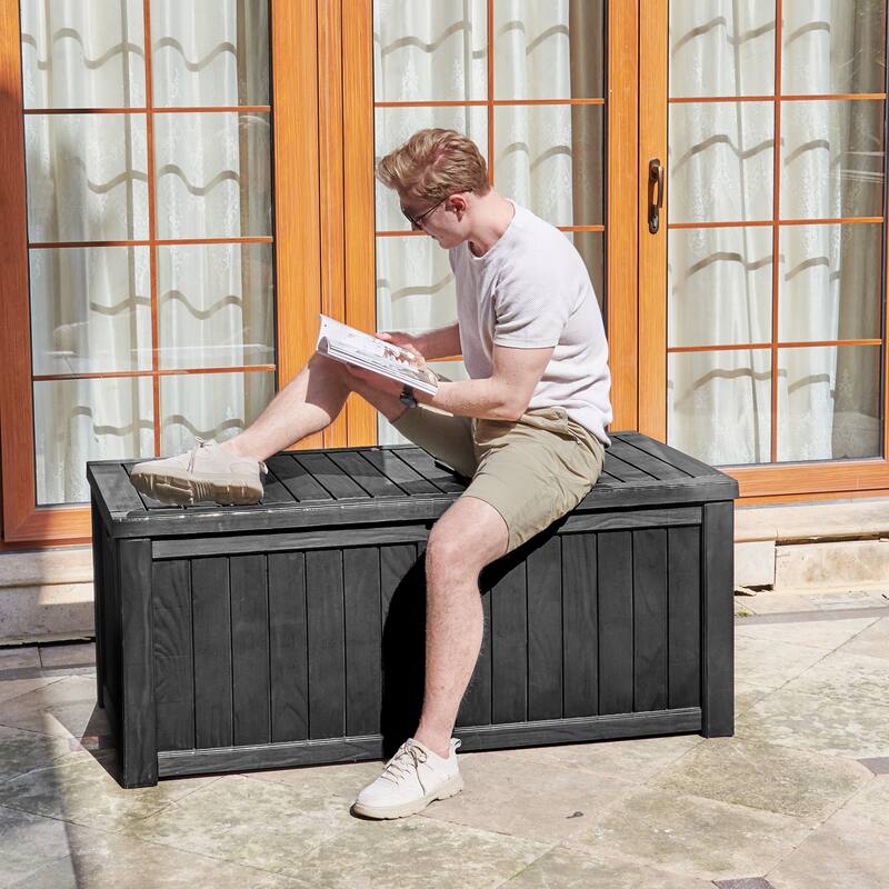 90-230 Gallons Large Resin Water Resistant Lockable Deck Box