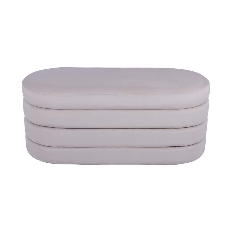 Velvet Storage Ottoman Bench MDF Frame Modern Living Room Bedroom