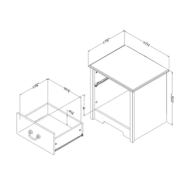 dimension image slide 0 of 2, South Shore Navali 1-Drawer Nightstand